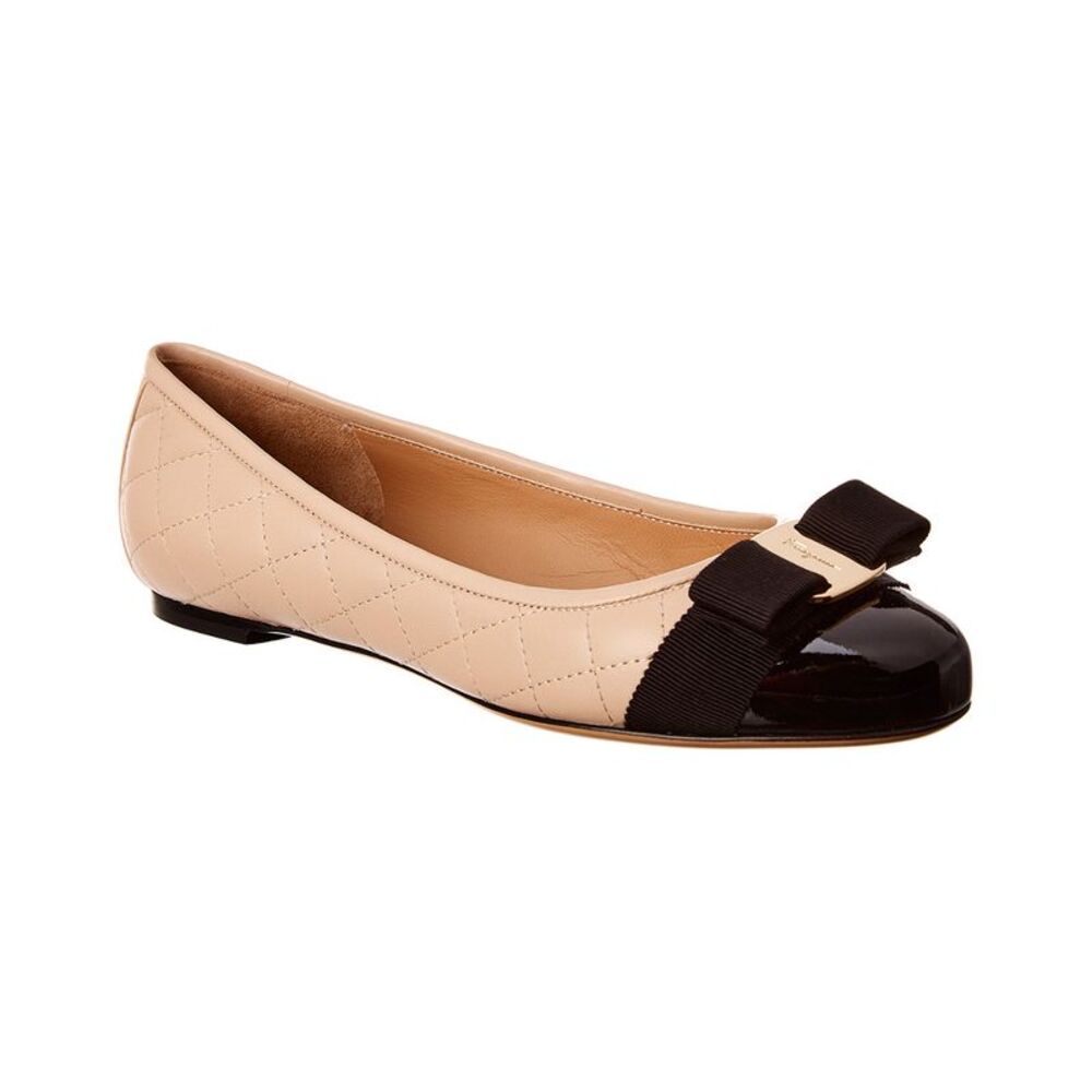Ferragamo Varina Quilted Leather Ballet Flat, Black